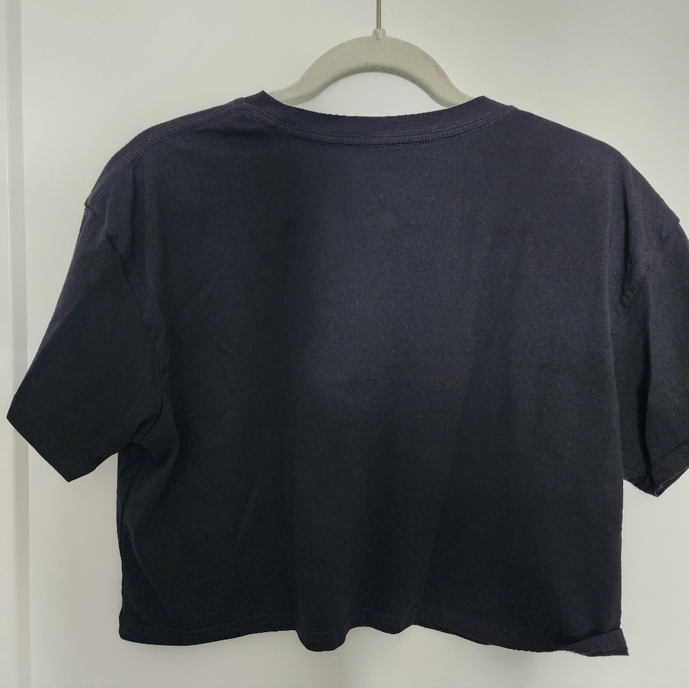 Black Graphic Tee with White Rose Design - Picture 3 of 3
